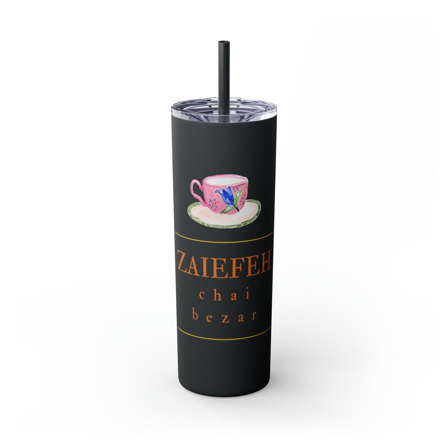 Zaiefeh Chai Bezar - Skinny Tumbler with Straw, 20oz