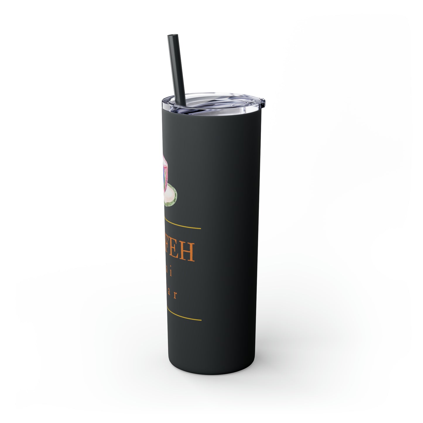 Zaiefeh Chai Bezar - Skinny Tumbler with Straw, 20oz