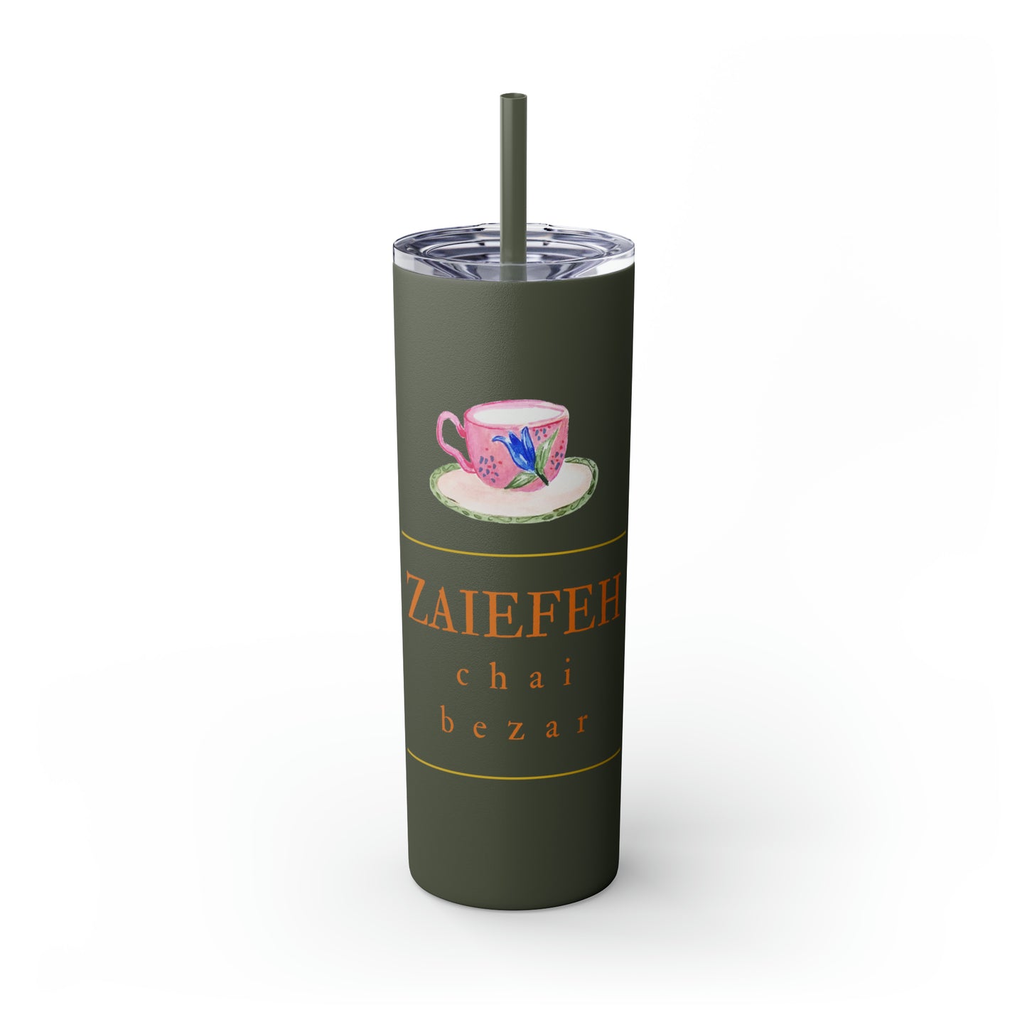 Zaiefeh Chai Bezar - Skinny Tumbler with Straw, 20oz