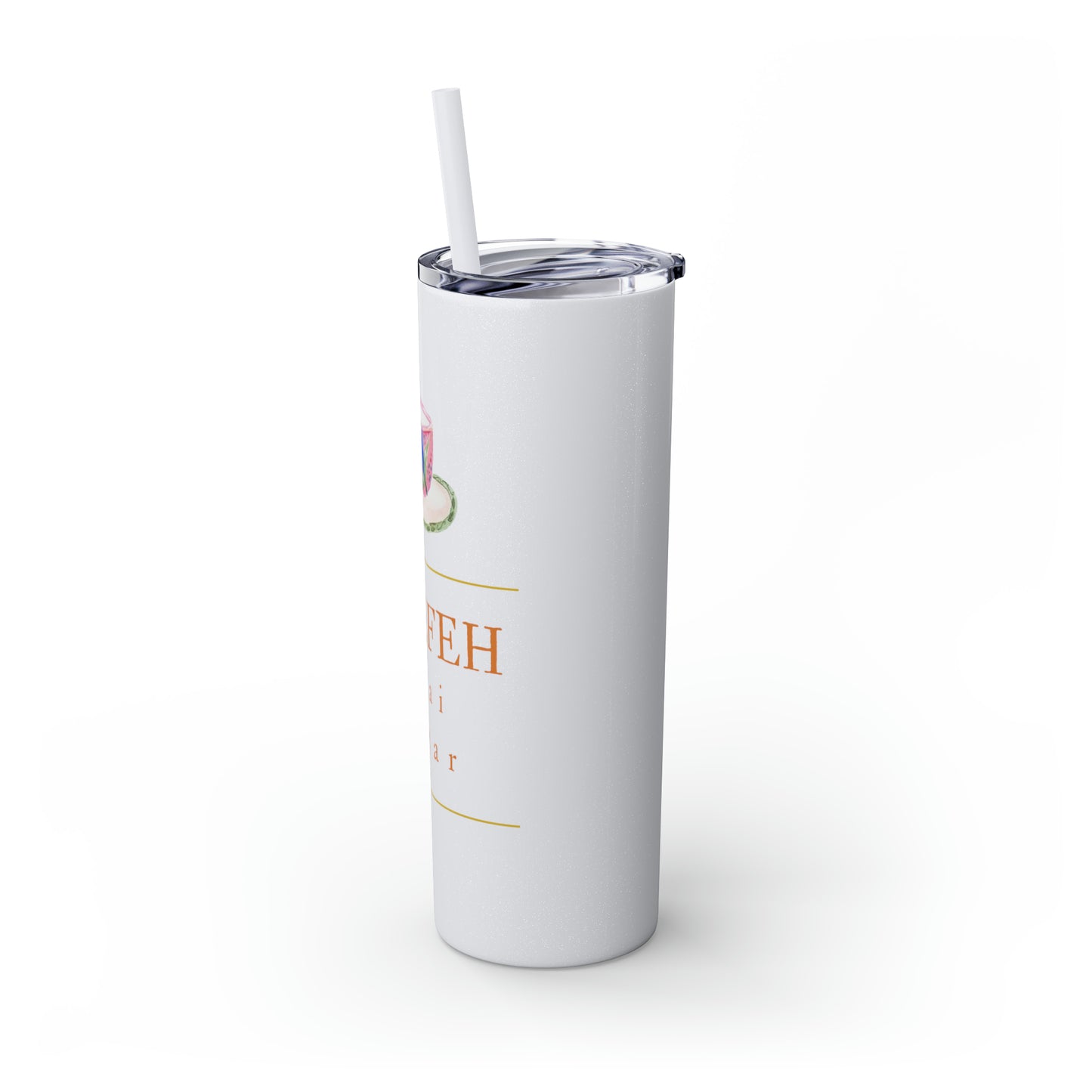 Zaiefeh Chai Bezar - Skinny Tumbler with Straw, 20oz