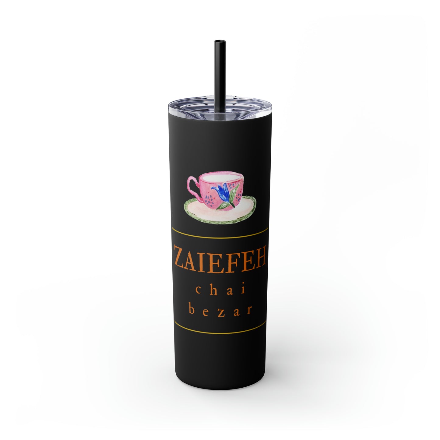 Zaiefeh Chai Bezar - Skinny Tumbler with Straw, 20oz