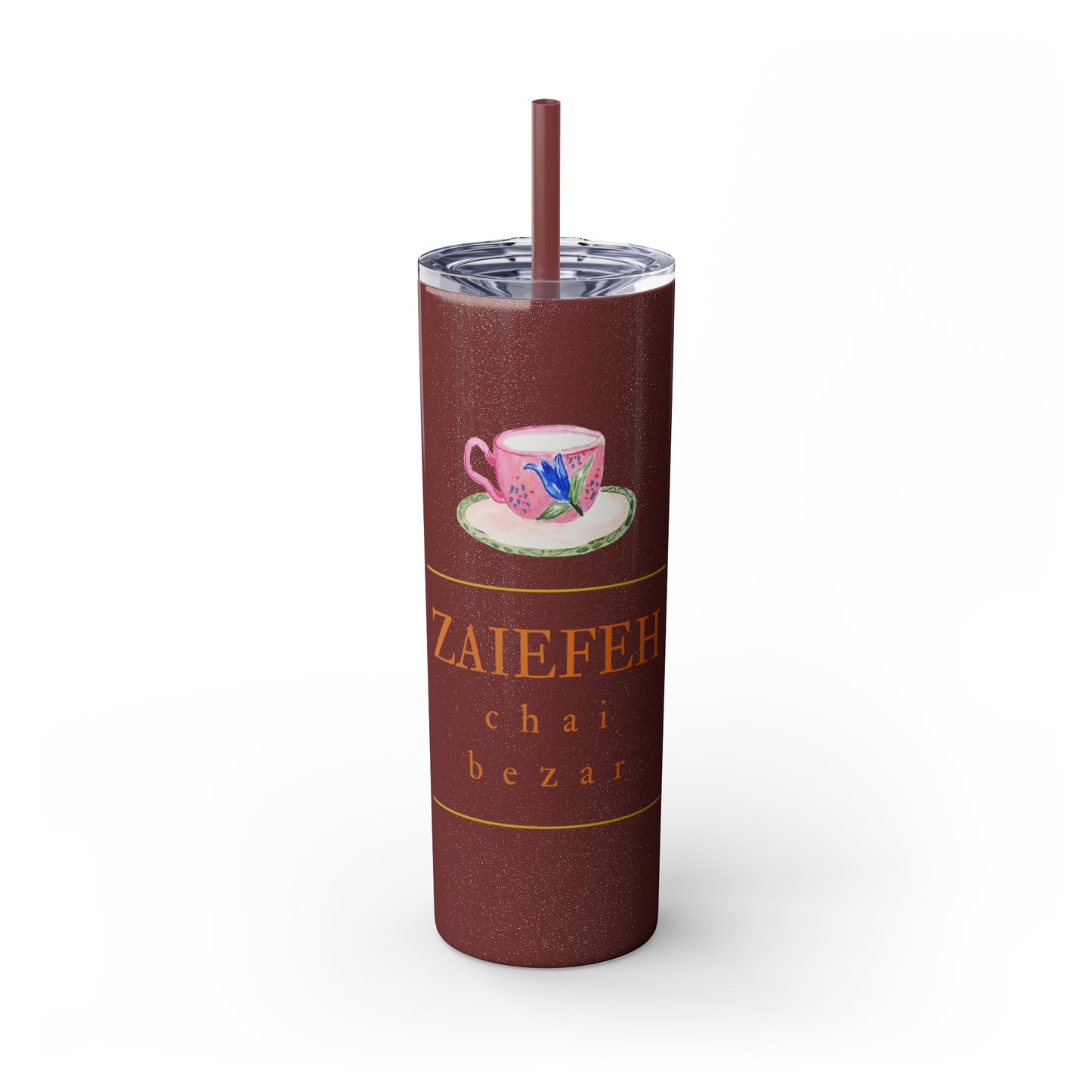 Zaiefeh Chai Bezar - Skinny Tumbler with Straw, 20oz