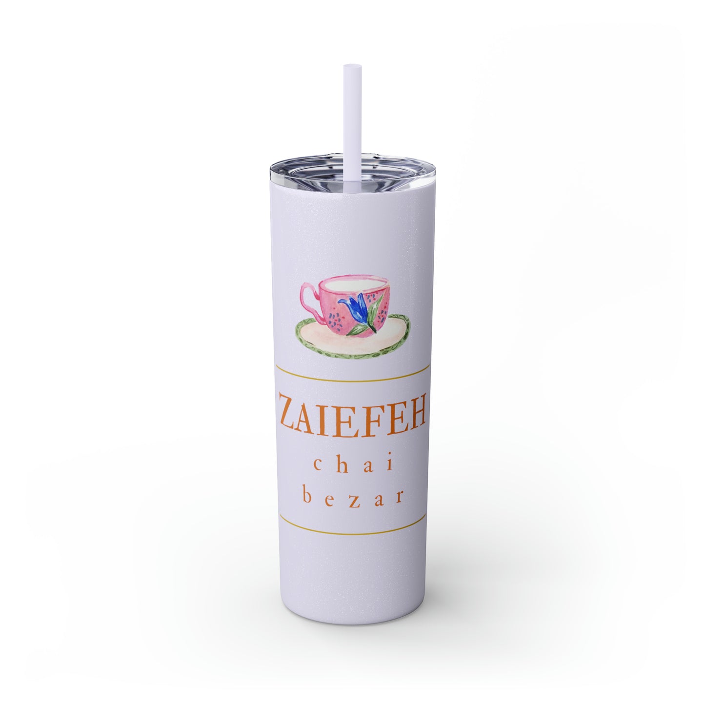 Zaiefeh Chai Bezar - Skinny Tumbler with Straw, 20oz